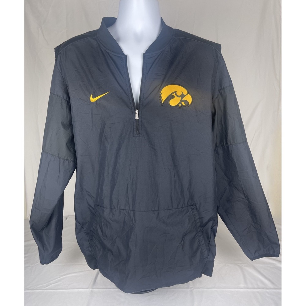 NIKE MENS STORM FIT IOWA HAWKEYES PULLOVER JACKET LARGE BLACK 1/4 ZIP WINDBREAKE